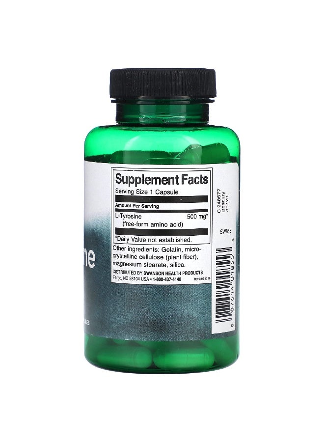 Swanson, L-Tyrosine, 500 mg, 100 Capsules - Image 2