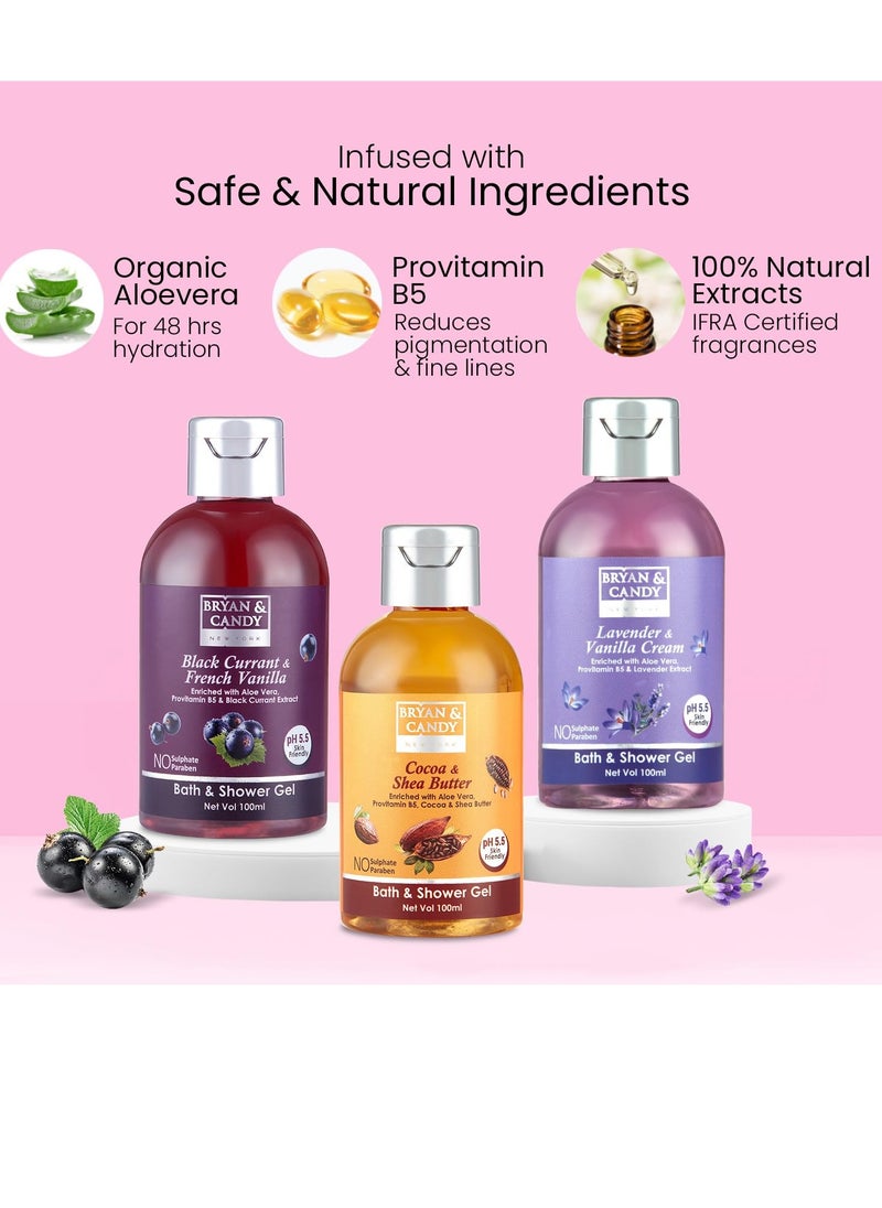 BRYAN & CANDY Bryan And Candy Luxurious Shower Gel Combo Kit Diwali Ph5.5 Skin Friendly Travel Size Fresh Fragrances 300G Pack of 3  - Image 4