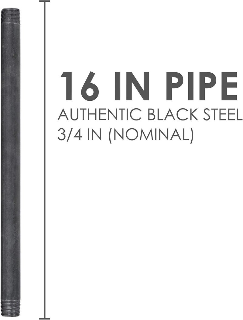 PIPE DECOR 3/4” x 14” Black Steel Plumbing Pipe, Pre Cut, Industrial Steel Grey Fits Standard 3/4 Inch Threaded Black Malleable Iron Fittings, Build Vintage DIY Furniture, 4 Pack - Image 2