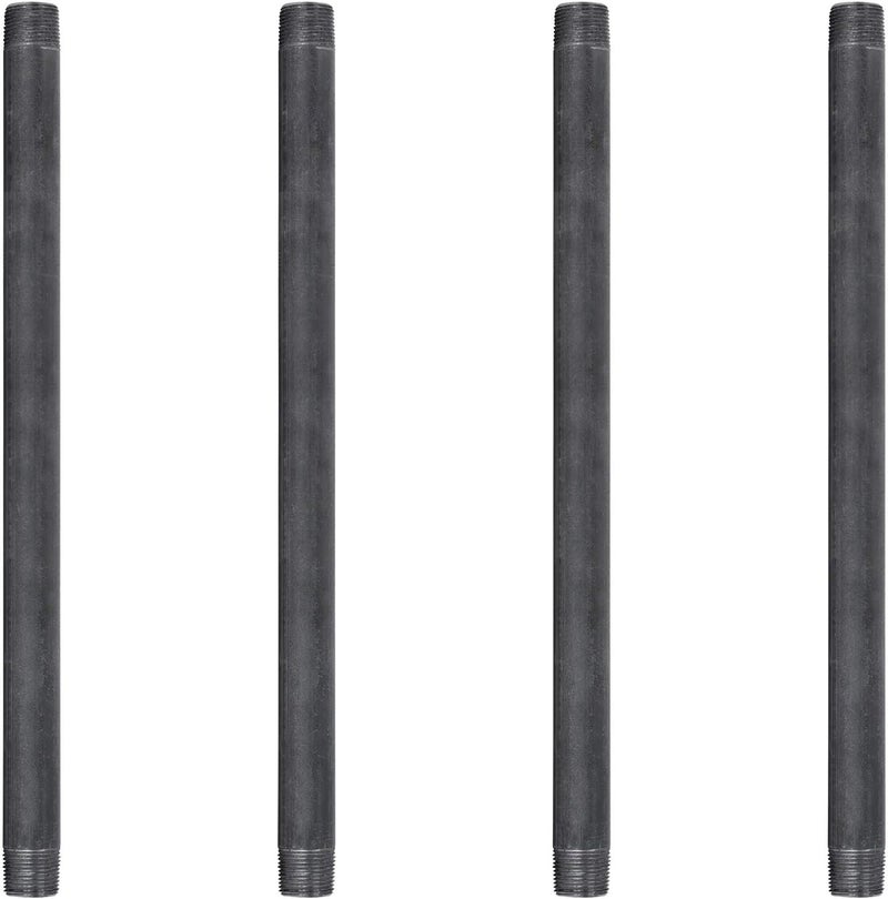 PIPE DECOR 3/4” x 14” Black Steel Plumbing Pipe, Pre Cut, Industrial Steel Grey Fits Standard 3/4 Inch Threaded Black Malleable Iron Fittings, Build Vintage DIY Furniture, 4 Pack - Image 1