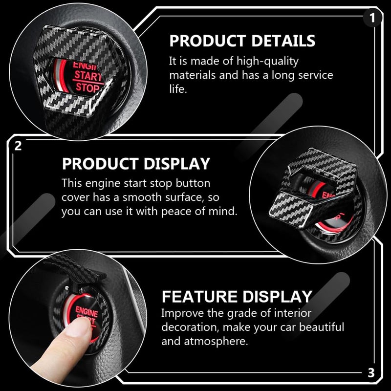 Aluminum Alloy Car Engine Start Stop Button Cover Carbon Fiber Protective Ring - Image 5