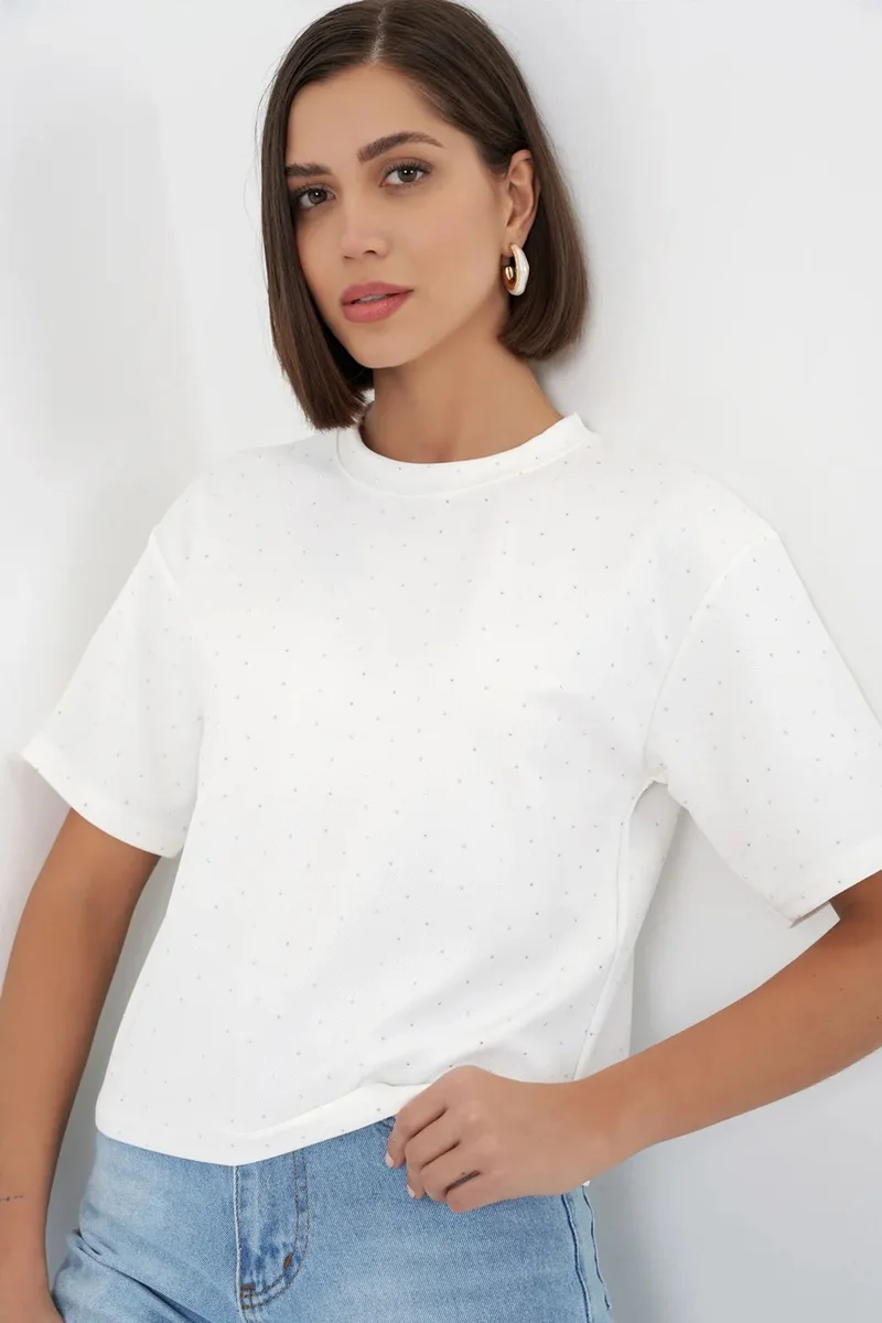 بيغ دارت BDART Stone Detailed Crew Neck T-Shirt
