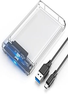 EAGET Eaget 2.5 Inch External Hard Drive Enclosure USB C 3.1 to SATA III 6Gbps UASP Transparent Hard Disk Case 7/9.5mm HDD SSD Tool Free Compatible with PC TV PS4 Xbox 