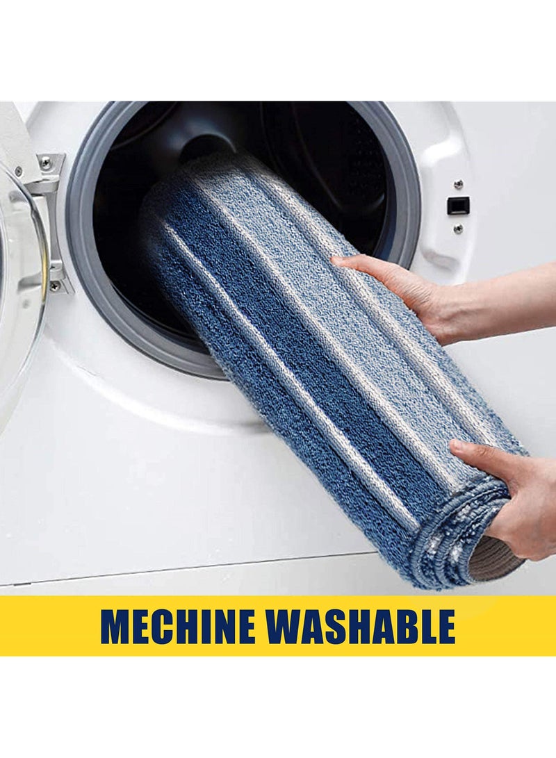 SYOSI Microfiber Teal Blue Stripe Bathroom Rug Mat Non Slip Ultra Soft and Water Absorbent  Floors Toilet Bath Rug Tub Floor Shower Water Absorbent Extra Navy Carpets for Bathroom-2 x32 - Image 4