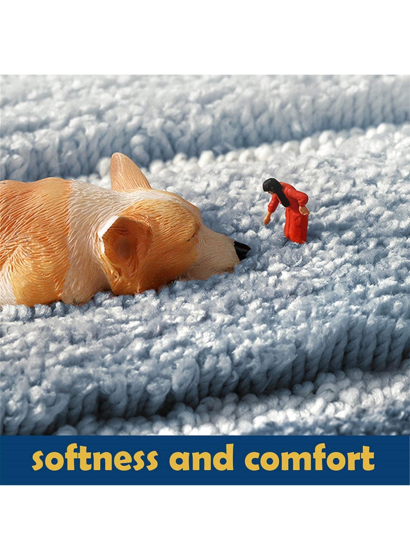 SYOSI Microfiber Teal Blue Stripe Bathroom Rug Mat Non Slip Ultra Soft and Water Absorbent  Floors Toilet Bath Rug Tub Floor Shower Water Absorbent Extra Navy Carpets for Bathroom-2 x32 - Image 2