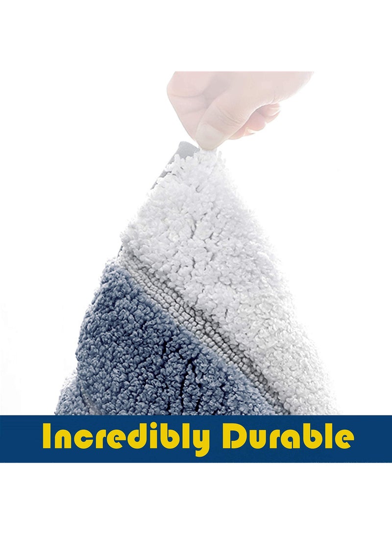 SYOSI Microfiber Teal Blue Stripe Bathroom Rug Mat Non Slip Ultra Soft and Water Absorbent  Floors Toilet Bath Rug Tub Floor Shower Water Absorbent Extra Navy Carpets for Bathroom-2 x32 - Image 5