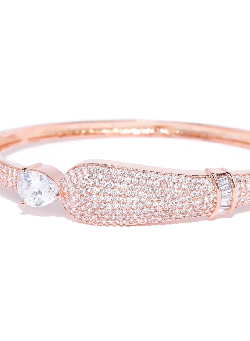 Priyaasi Rose Stone Studded Handcrafted Bangle Style Bracelet