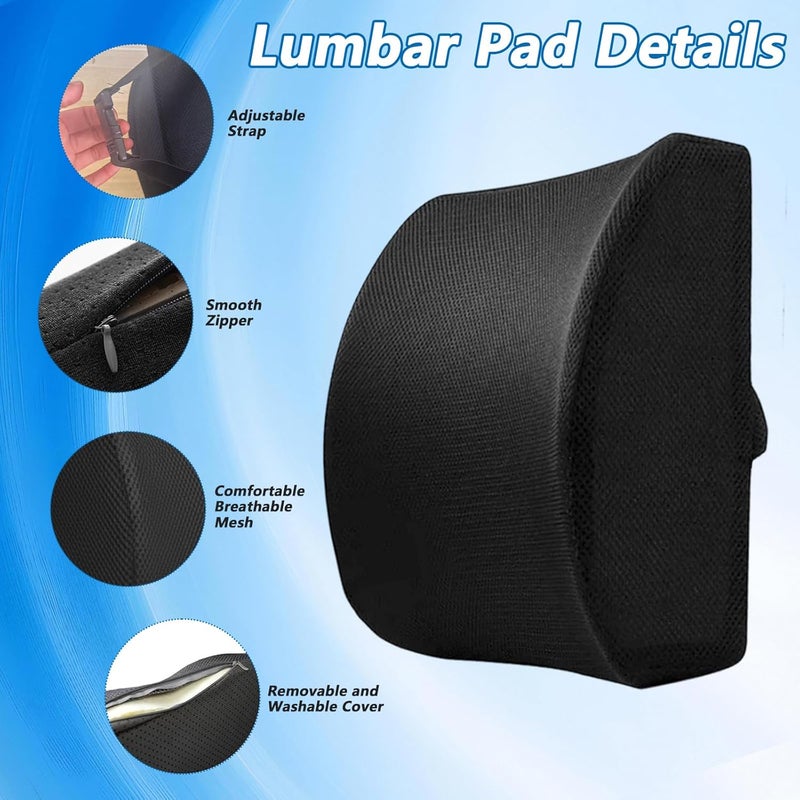 Caossuixin Office Chair Cushion and Lumbar Support Pillow - Memory Foam for Sciatica Relief - Image 4