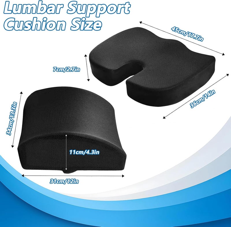 Caossuixin Office Chair Cushion and Lumbar Support Pillow - Memory Foam for Sciatica Relief - Image 2