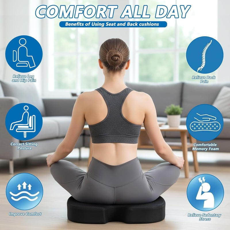 Caossuixin Office Chair Cushion and Lumbar Support Pillow - Memory Foam for Sciatica Relief - Image 5