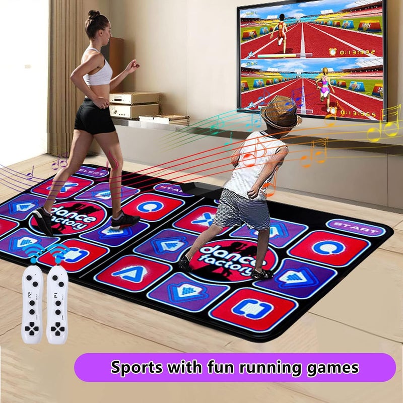 Electronic Dance Mat for TV, Musical Dancing Carpet Dance Pad Double User Dance Floor Mat, Wireless Handle Gamepad, Dancing Mat with Games, Music, Fitness, Gift for Boys Girls - Image 2