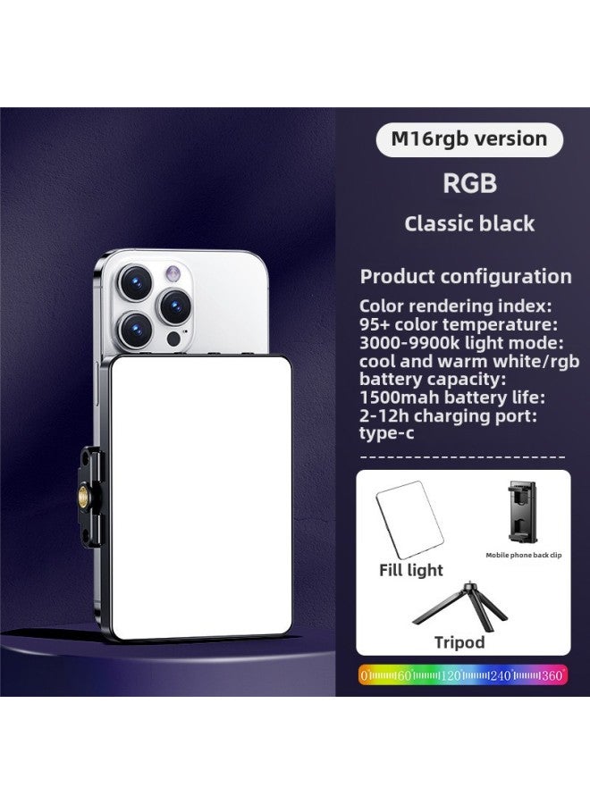 RGB Mini Portable Self-timer Light M15 Photography Mobile Phone Live Photography M16 Pocket Light Light-Color: Rgb Full-color Fill Light? Comes With Back Clip/fast Charging Cable/tripod  - Image 1