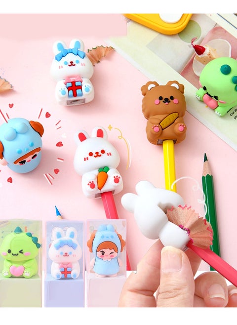 3pcs Cartoon Pencil Sharpener, Portable Eyeliner Sharpener, Multi-color