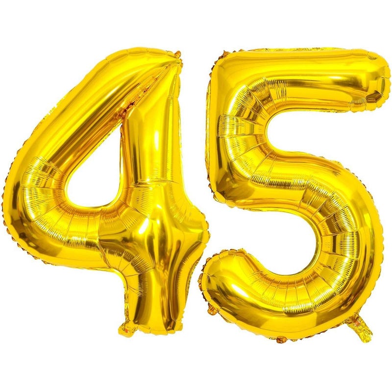 Lovoir Gold 45 Number Balloons 40 Inch Giant Number 45 Balloons Foil Mylar Helium Gold Number Balloons for 45th Birthday Party Supplies Anniversary Event Celebration Decorations - Image 3