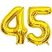 Lovoir Gold 45 Number Balloons 40 Inch Giant Number 45 Balloons Foil Mylar Helium Gold Number Balloons for 45th Birthday Party Supplies Anniversary Event Celebration Decorations - Image 2