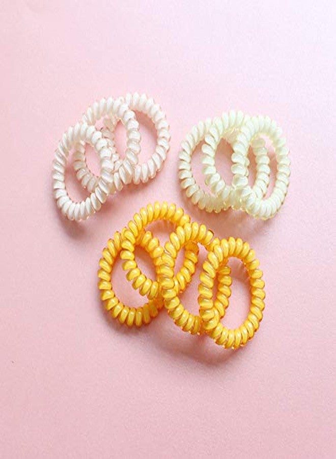 canjoyn 10 Pcs Spiral Rubber Hair Ties and Holders - Elastic Coil Hair Bands, No Crease Ponytail Holders for Women with Thick Hair (Pink) - Image 4