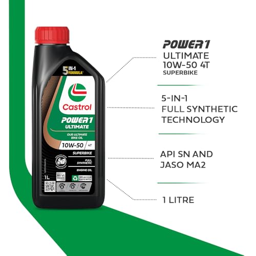 Castrol POWER1 Ultimate Superbike 10W-50 Full Synthetic Engine Oil (API SP, JASO MA2) | Maximum Performance, Instant Acceleration & Extreme Heat Protection | For Superbikes | 1L - Image 2