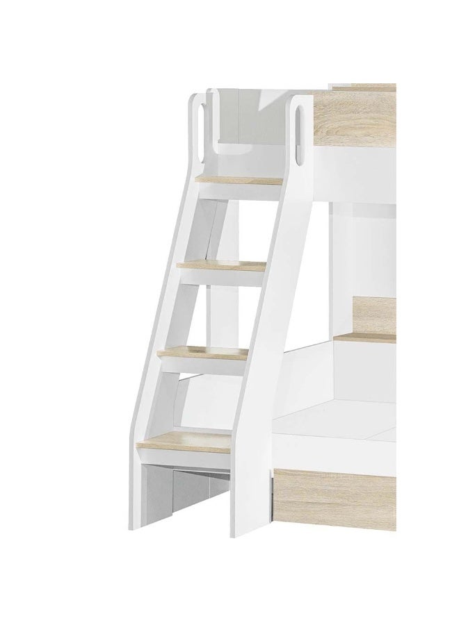 DANUBE HOME Kinder 90/120X200 Dual Size Kids’ Bunk Bed With Drawer Storage Shelves For Kids Adults Space Saving Design Heavy Duty Wooden Loft Bed For Kids - White & Sonoma Oak  - Image 4