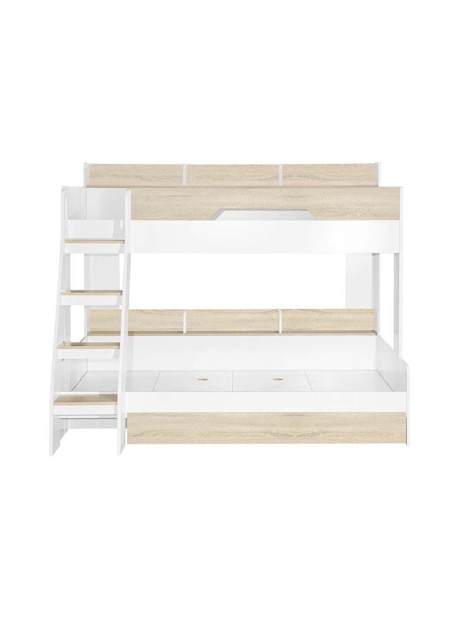 DANUBE HOME Kinder 90/120X200 Dual Size Kids’ Bunk Bed With Drawer Storage Shelves For Kids Adults Space Saving Design Heavy Duty Wooden Loft Bed For Kids - White & Sonoma Oak  - Image 5