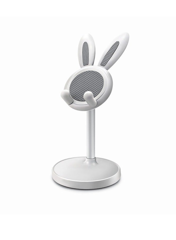 AROAQ Cute Bunny Phone Holder, Durable Desktop Cell Phone Holder Stand, Anti Slip Adjustable Mobile Tablet Holder, Portable Phone Stand Compatible With All Mobile Phones And Tablets, (White) - Image 1
