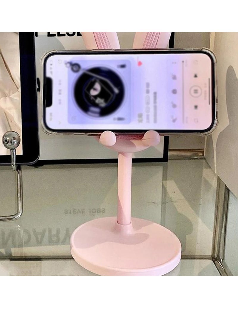 AROAQ Cute Bunny Phone Holder, Durable Desktop Cell Phone Holder Stand, Anti Slip Adjustable Mobile Tablet Holder, Portable Phone Stand Compatible With All Mobile Phones And Tablets, (White) - Image 2