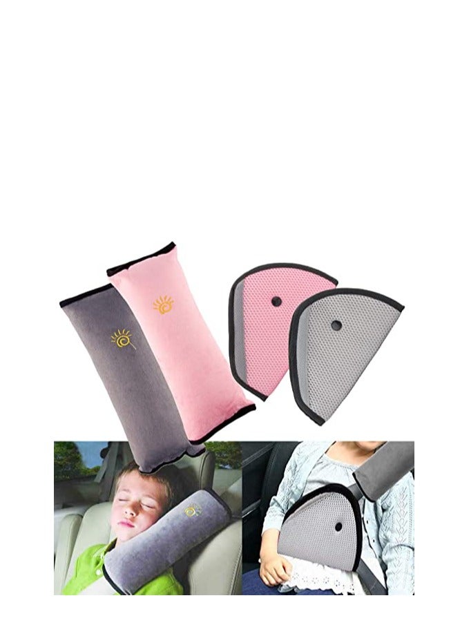 MixColours Seat Belt Adjuster and Pillow with Clip for Kids Travel, Neck Support Headrest Seatbelt Pillow Cover u0026 Seatbelt Adjuster for Child, Car Seat Strap Cushion Pads for Baby Short People Adult - Image 1