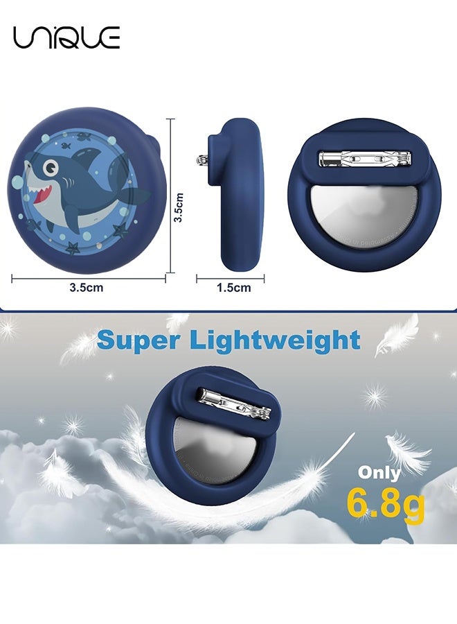 يونيك AirTag Brooch للأطفال - مقاوم للماء لطيف الكرتون حامل بطاقة الهواء للأطفال ، حامل سيليكون Airtag مع دبابيس بروش أمان ، للأطفال وحقائب الظهر والملابس (سمك القرش) - Image 2
