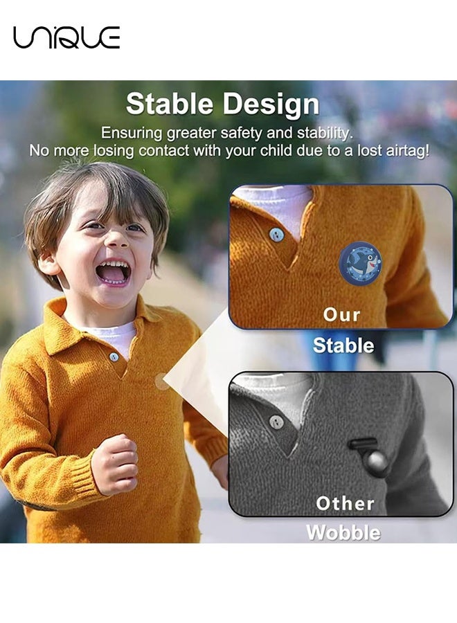 يونيك AirTag Brooch للأطفال - مقاوم للماء لطيف الكرتون حامل بطاقة الهواء للأطفال ، حامل سيليكون Airtag مع دبابيس بروش أمان ، للأطفال وحقائب الظهر والملابس (سمك القرش) - Image 5