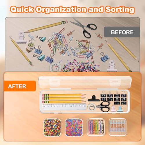 Profasion Bead Organizer Box, 12 PCS Clear Plastic Storage Containers Features Hinged Lid and Labels, Craft Storage Box for Jewelry, Diamonds, Clay Beads, Bracelets, Screws, Seeds, Small Parts - Image 4
