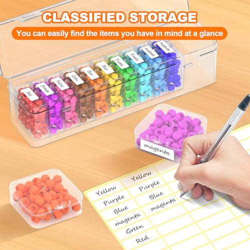 Profasion Bead Organizer Box, 12 PCS Clear Plastic Storage Containers Features Hinged Lid and Labels, Craft Storage Box for Jewelry, Diamonds, Clay Beads, Bracelets, Screws, Seeds, Small Parts - Image 3