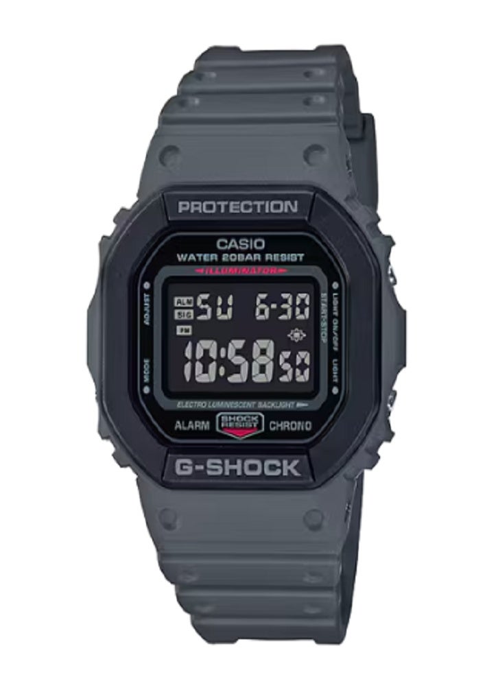 كاسيو ساعة كاسيو جي-شوك ​​الرقمية من سلسلة DW-5600 - مقاومة للصدمات، ومقاومة للماء، وإضاءة خلفية LED، ومنبه، وساعة إيقاف