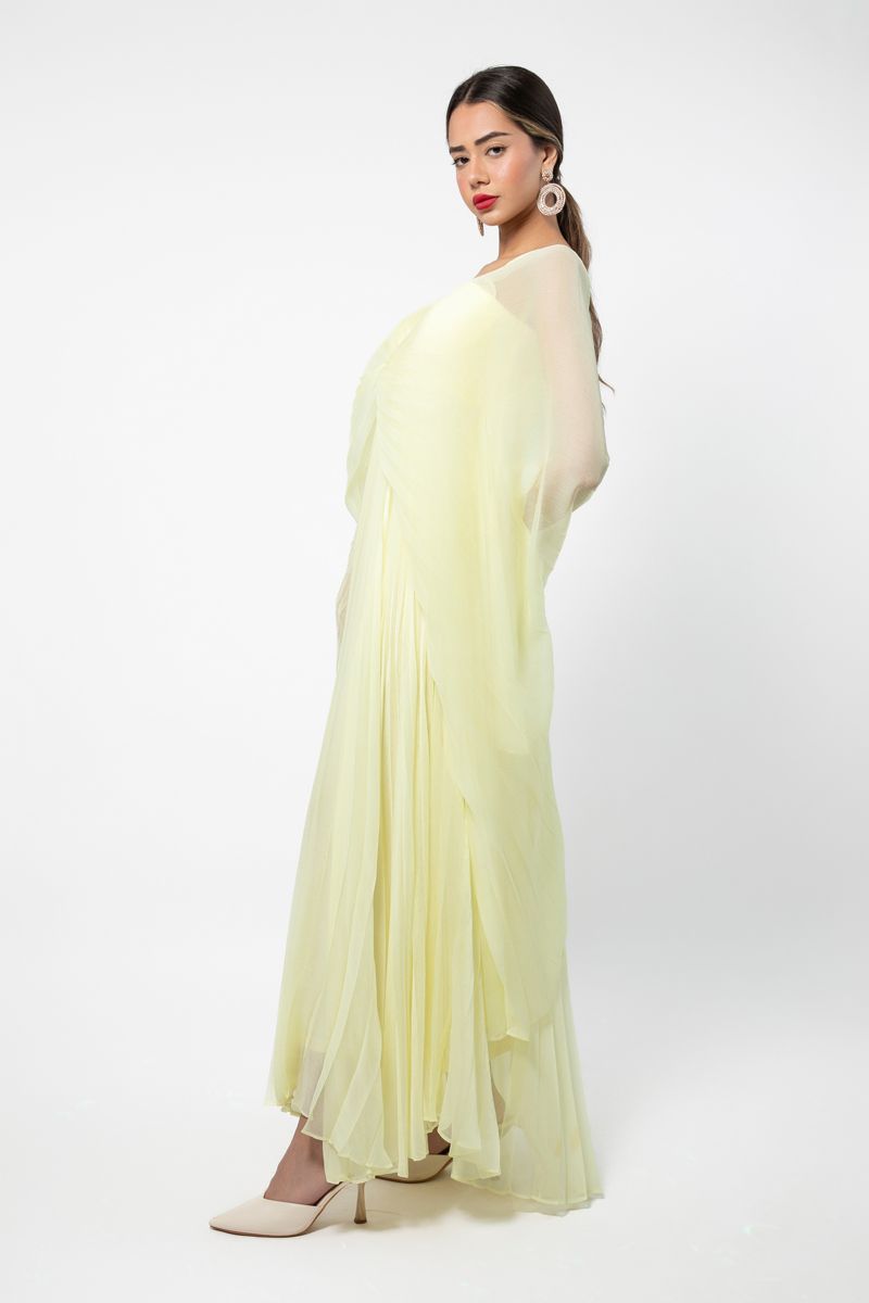 RINA maxi women dress with plisse cape - Image 3