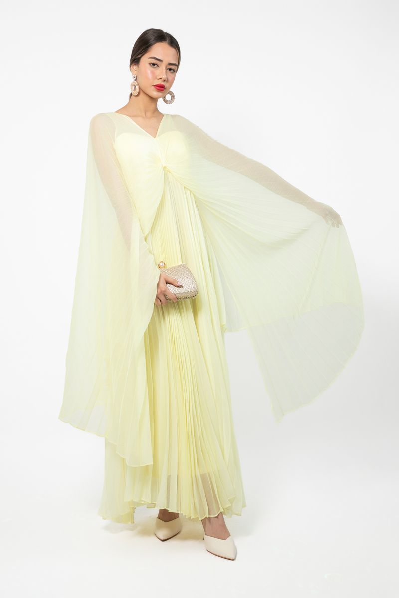 RINA maxi women dress with plisse cape - Image 1