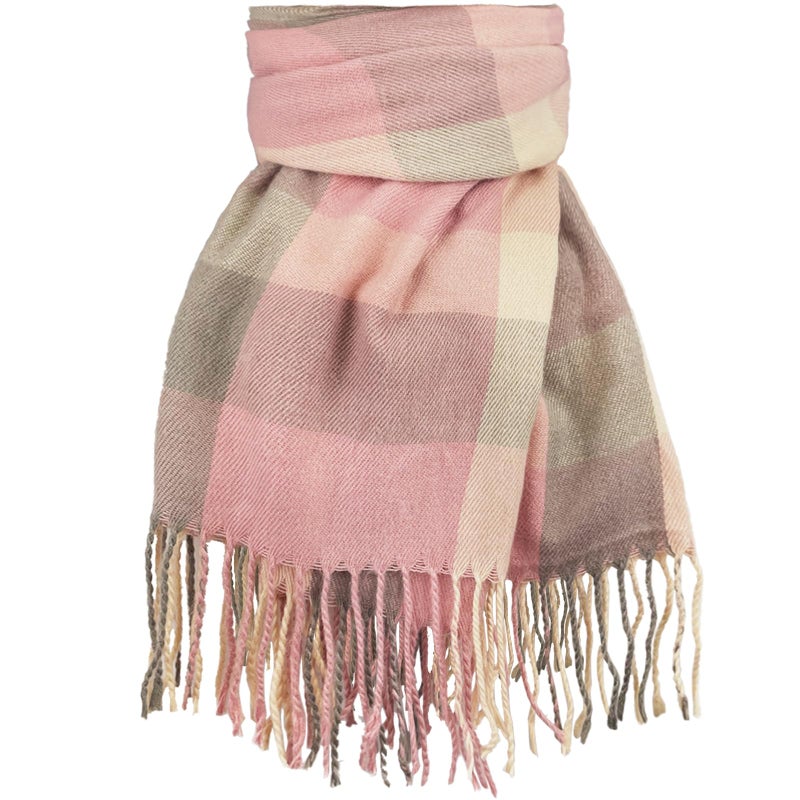 YUHAN PRETTY Winter Scarf for Women Warm Soft Plaid Scarves Fall Cashmere Feel Large Long Blanket Scarf Shawls and Wrapsï¼ˆPink Greyï¼‰ - Image 1