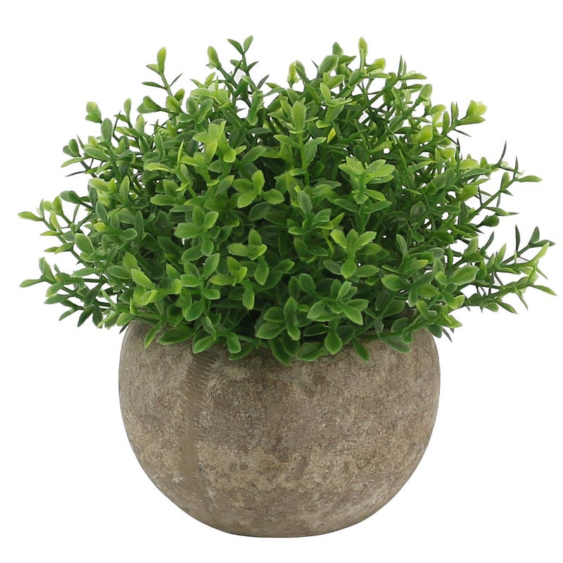 Ogrmar Mini Plastic Faux Plants in Pot/Small Topiary Shrubs Fake Greenery for Bathroom, House Decorations (Green Grass) - Image 1
