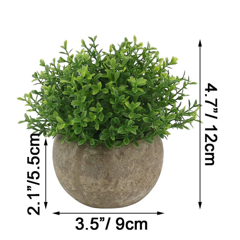 Ogrmar Mini Plastic Faux Plants in Pot/Small Topiary Shrubs Fake Greenery for Bathroom, House Decorations (Green Grass) - Image 3