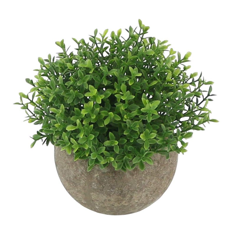 Ogrmar Mini Plastic Faux Plants in Pot/Small Topiary Shrubs Fake Greenery for Bathroom, House Decorations (Green Grass) - Image 2