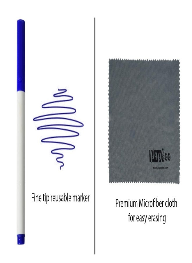 Papboo A5 Easy to Carry Re-writeable/Reusable Notebook - Eco Friendly Notebook with Fine Tip Marker & a Microfiber Cloth and A Pocket At Back- Floral - Image 5