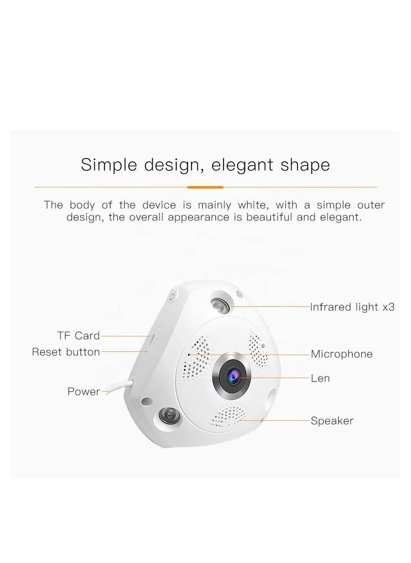 VR Panoramic Triangle High-Definition Panoramic Camera CCTV Camera With 360 °Panoramic Monitoring Without Blind Spots Security Camera Home Camera Ceiling or Walls HD 1080P Night Vision Motion Detector & Two-Way Audio for Front-Door Home Business - pzsku/Z8B62FA7EAC44752E3BE6Z/45/_/1728464707/c0fdf5a9-2a92-473c-be67-174f58ed5cb2