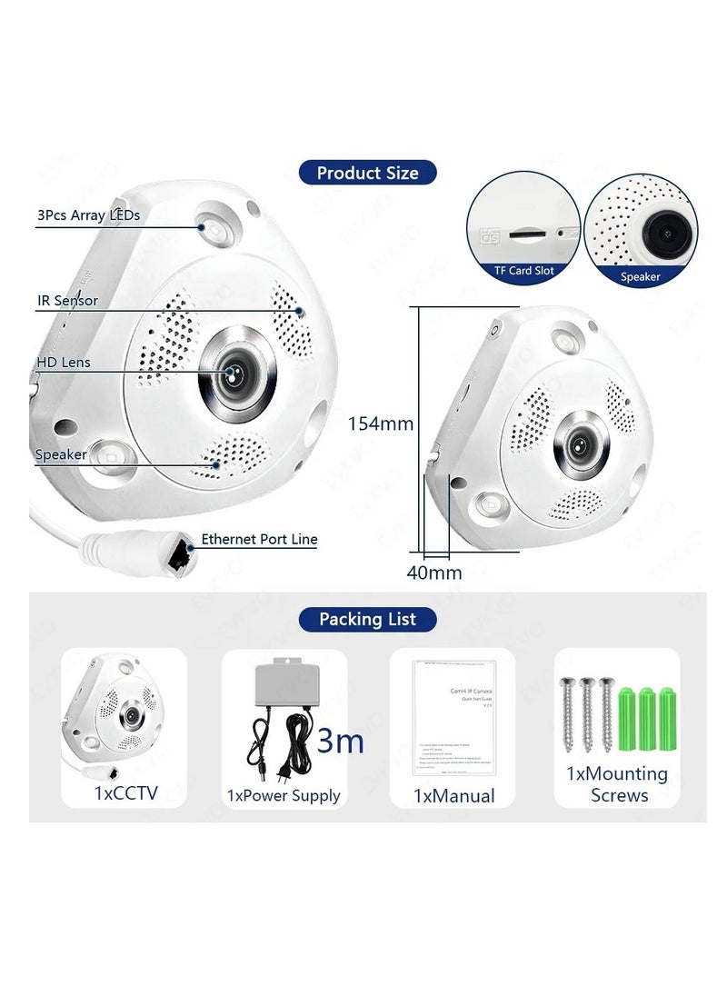 VR Panoramic Triangle High-Definition Panoramic Camera CCTV Camera With 360 °Panoramic Monitoring Without Blind Spots Security Camera Home Camera Ceiling or Walls HD 1080P Night Vision Motion Detector & Two-Way Audio for Front-Door Home Business - pzsku/Z8B62FA7EAC44752E3BE6Z/45/_/1728464709/99772228-7946-48d2-8cc0-0ede5370f8f8