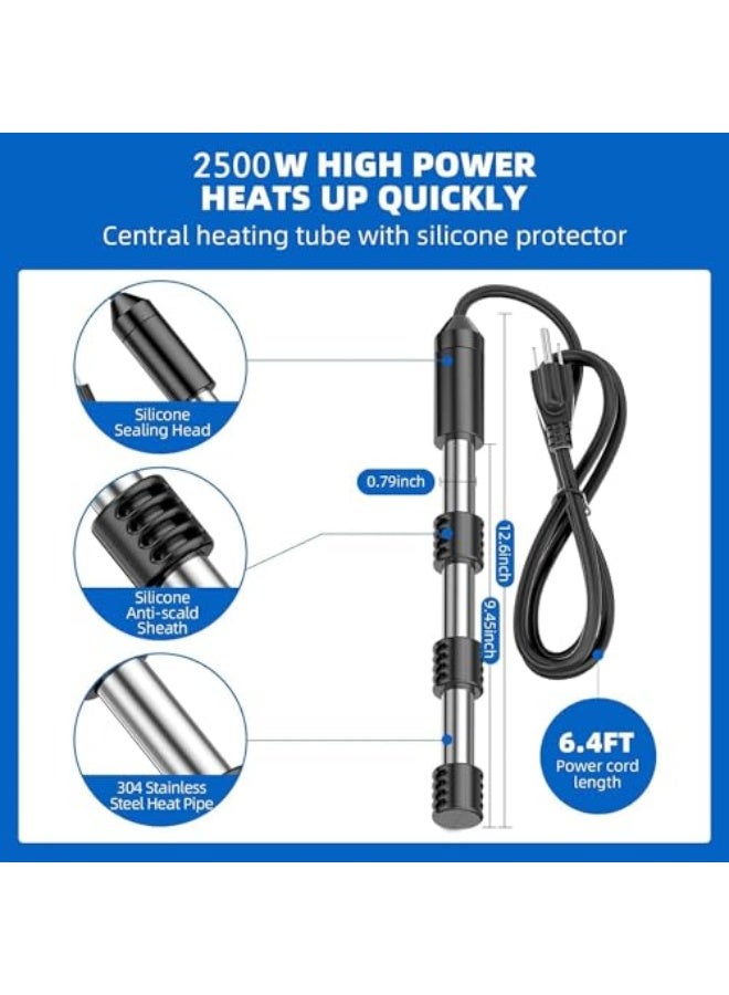ساخن ماء Azonee غمر 2500 واط - سخان سريع مع عرض درجة حرارة ثابتة وإيقاف تشغيل تلقائي - غاطس للحمامات، أحواض السباحة، الدلاء - Image 4