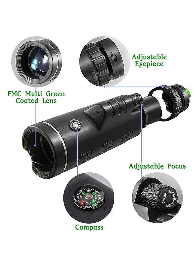 Generic Portable Monocular Telescope With Compass, Mobile Phone Clip And Triangle Support  - Image 3