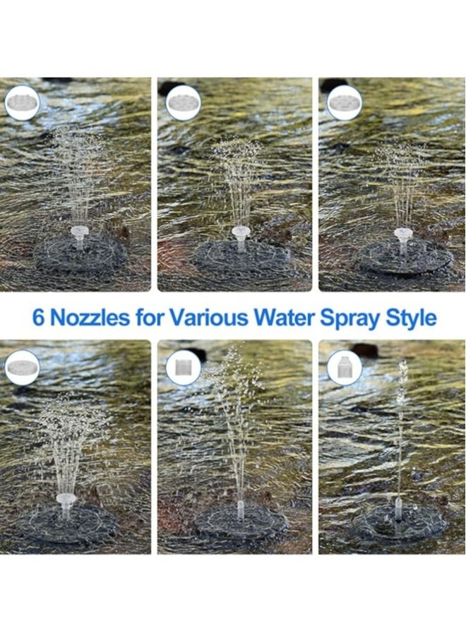 نافورة شمسية عائمة، نافورة ملونة عالية الكفاءة بقوة 3.5 واط مع إضاءة ملونة، تأتي مع 6 فوهات مسبح مختلفة بحجم 180 مم - Image 3