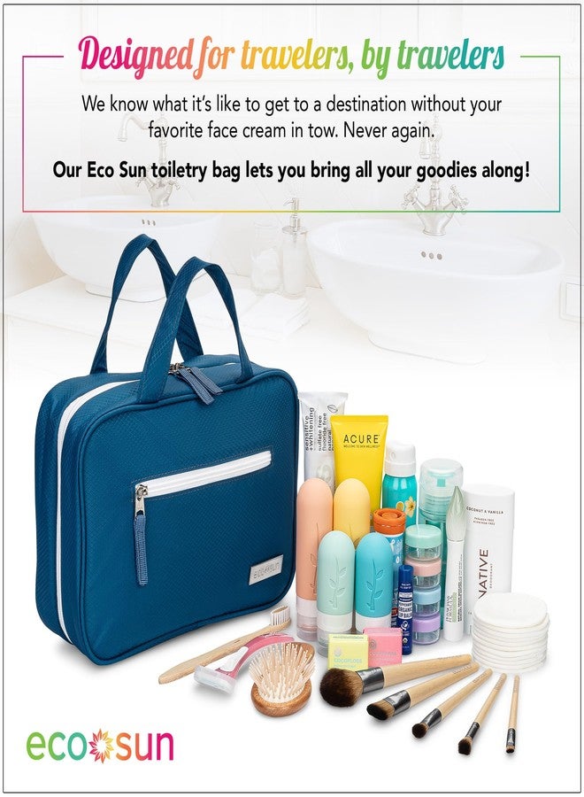 Eco Sun Hanging Travel Toiletry Bag — Designed in Hawaii — Water-Resistant Travel Organizer for Bathroom Accessories (Blue) - Image 5