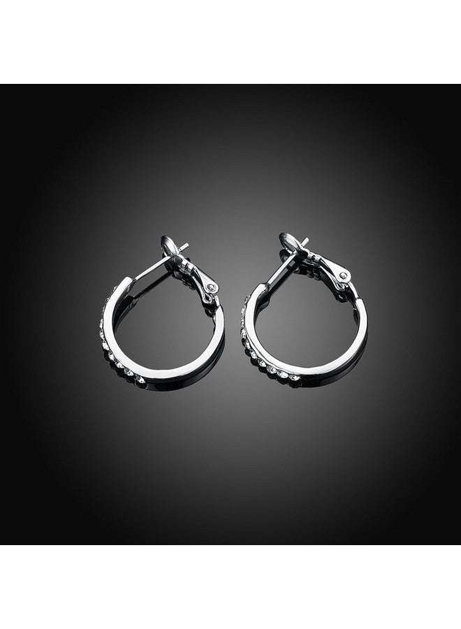 Cutesmile Fashion Jewelry 14K Platinum/Rose Gold Cz Rhinestone Small Hoop Earrings For Women (Platinum) - Image 4