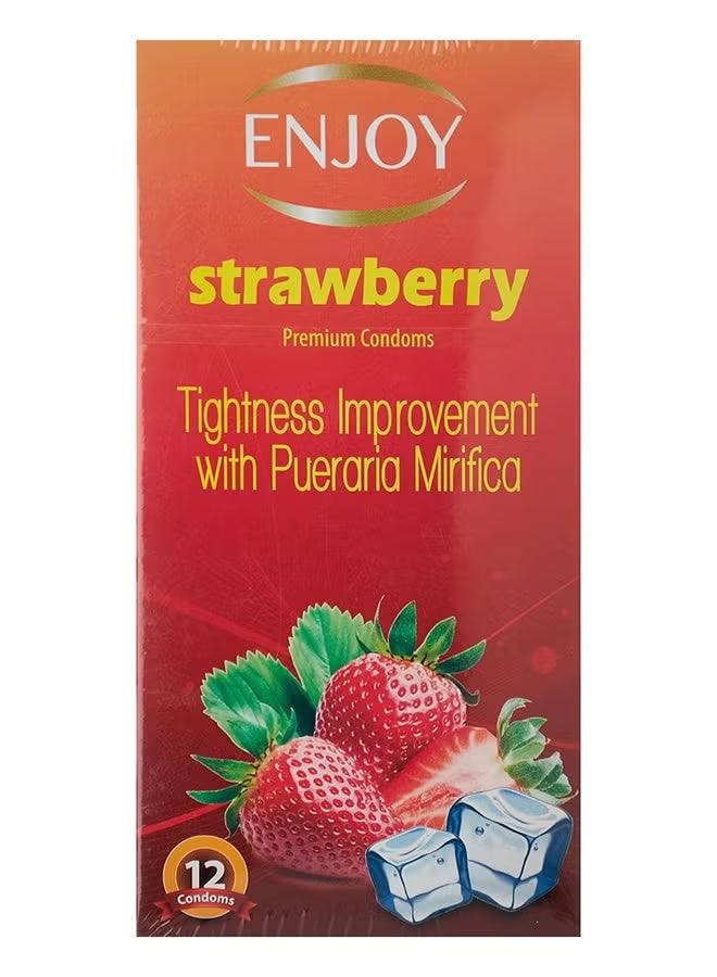 Strawberry Premium Condom 12 Count - Image 1
