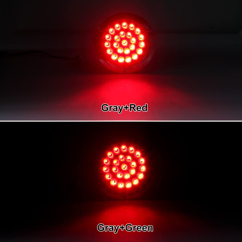 Partswcgg 10Pcs 4 Inch Round Led Trailer Tail Lights Red 24LED, Sealed 4" Round Red LED Stop Turn Tail Lights Brake Trailer Lights Chrome Flange Mount Hardwired Waterproof for RV Trucks 12V DC - Image 3