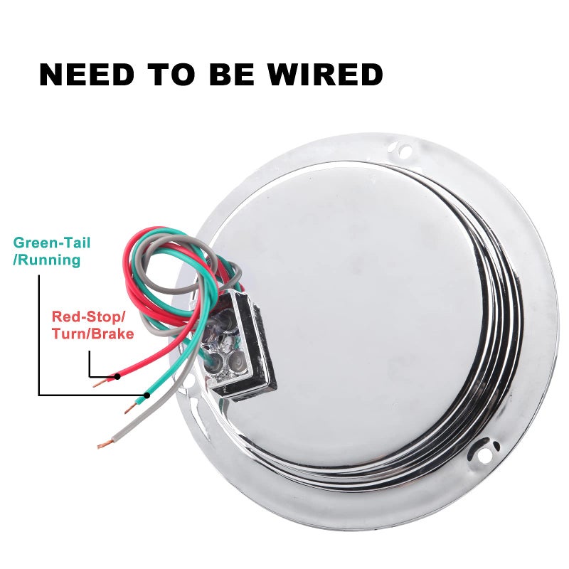 Partswcgg 10Pcs 4 Inch Round Led Trailer Tail Lights Red 24LED, Sealed 4" Round Red LED Stop Turn Tail Lights Brake Trailer Lights Chrome Flange Mount Hardwired Waterproof for RV Trucks 12V DC - Image 5