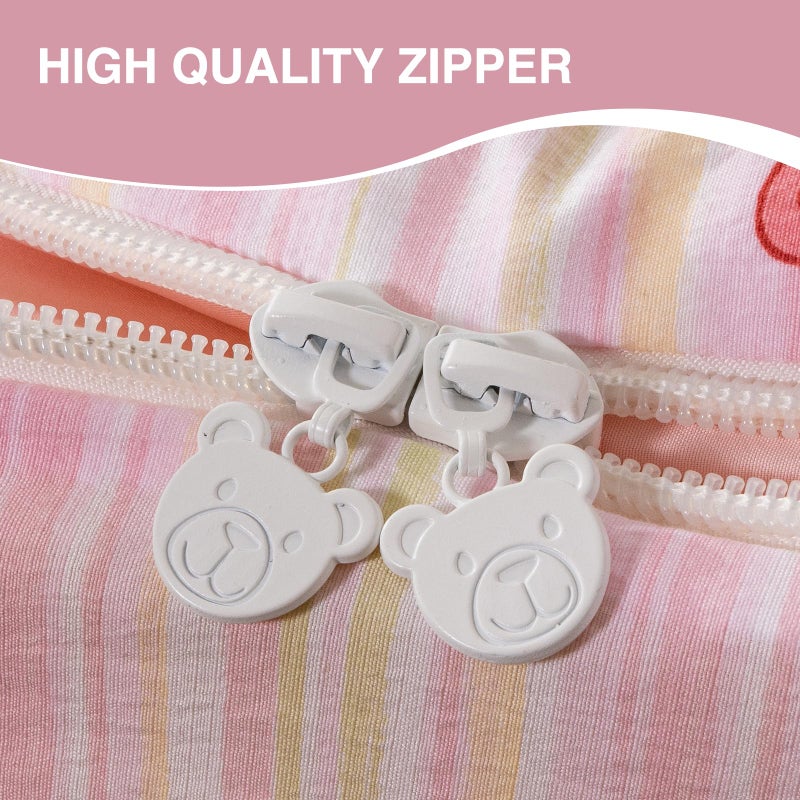 A Nice Night Zipper Bedding Pink Bow Printed on Colorful Rainbow Background Zippered Kids Comforter Set,Seersucker Chic Style Ultra Soft,Twin - Image 5