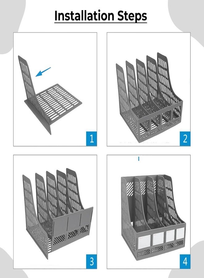 DaKos 4 Section File Rack - Multipurpose Desktop Organizer & Document Holder Box for Office, School & Home Use (Grey) - Image 5